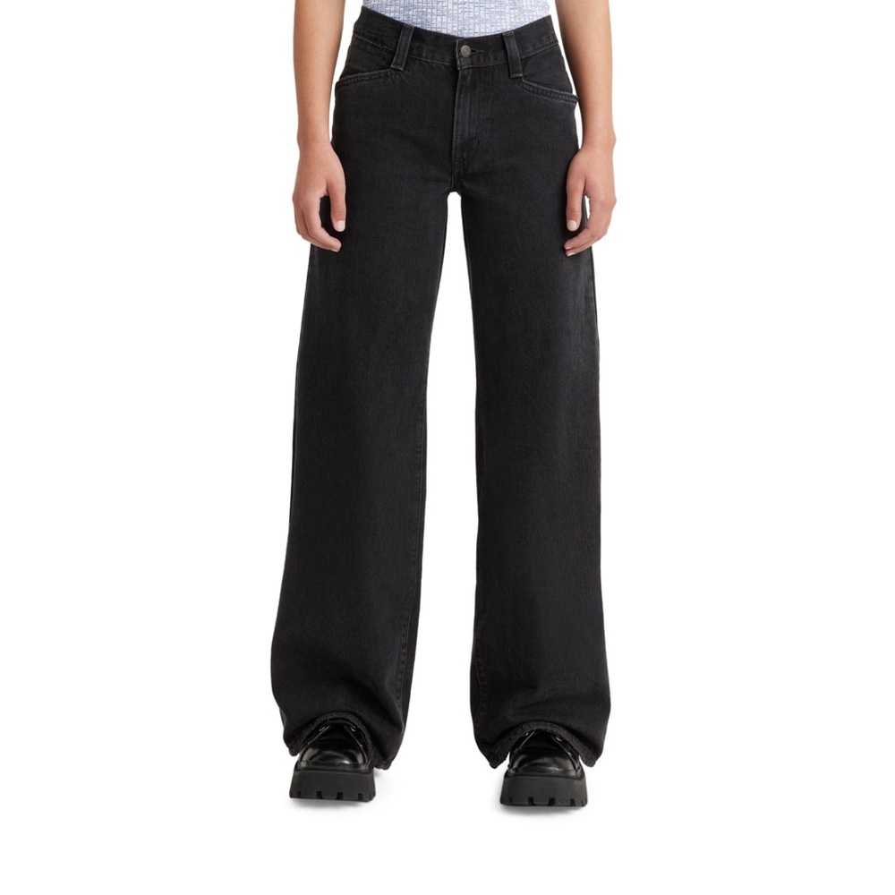 Levi's Women's Mid-Rise 94's Baggy Wide Leg Jeans Black Over Exposure 29x31